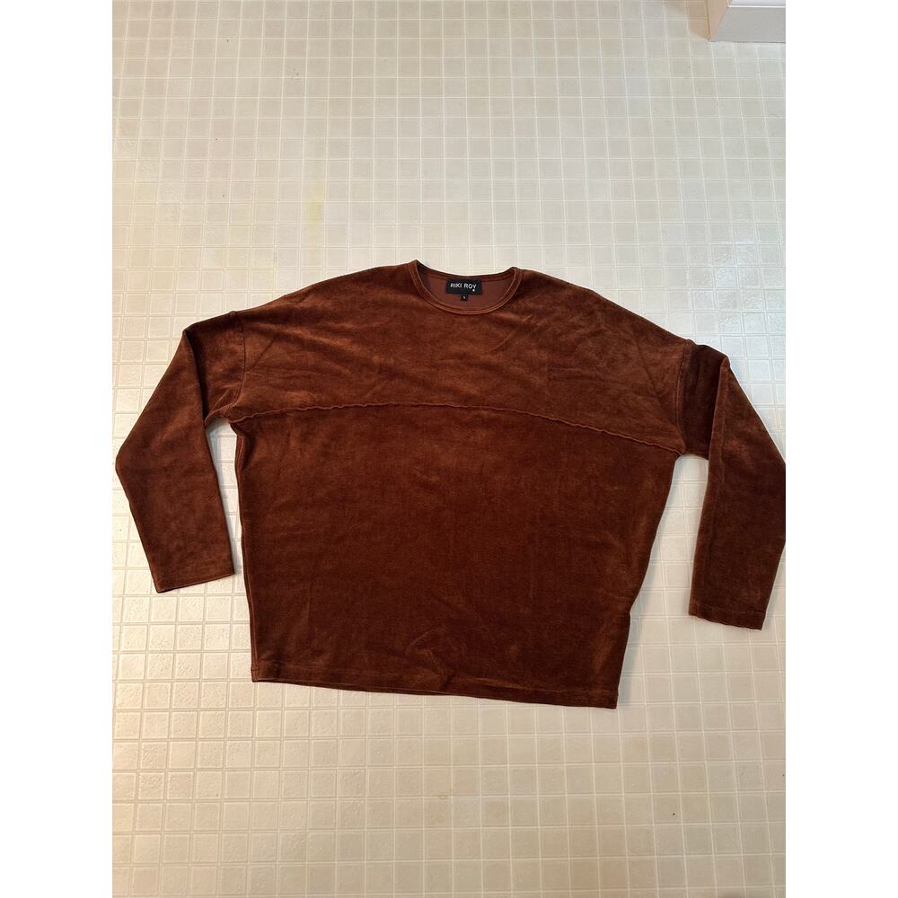 Riki Roy top Ladies Size Large Brown Corduroy style fabric